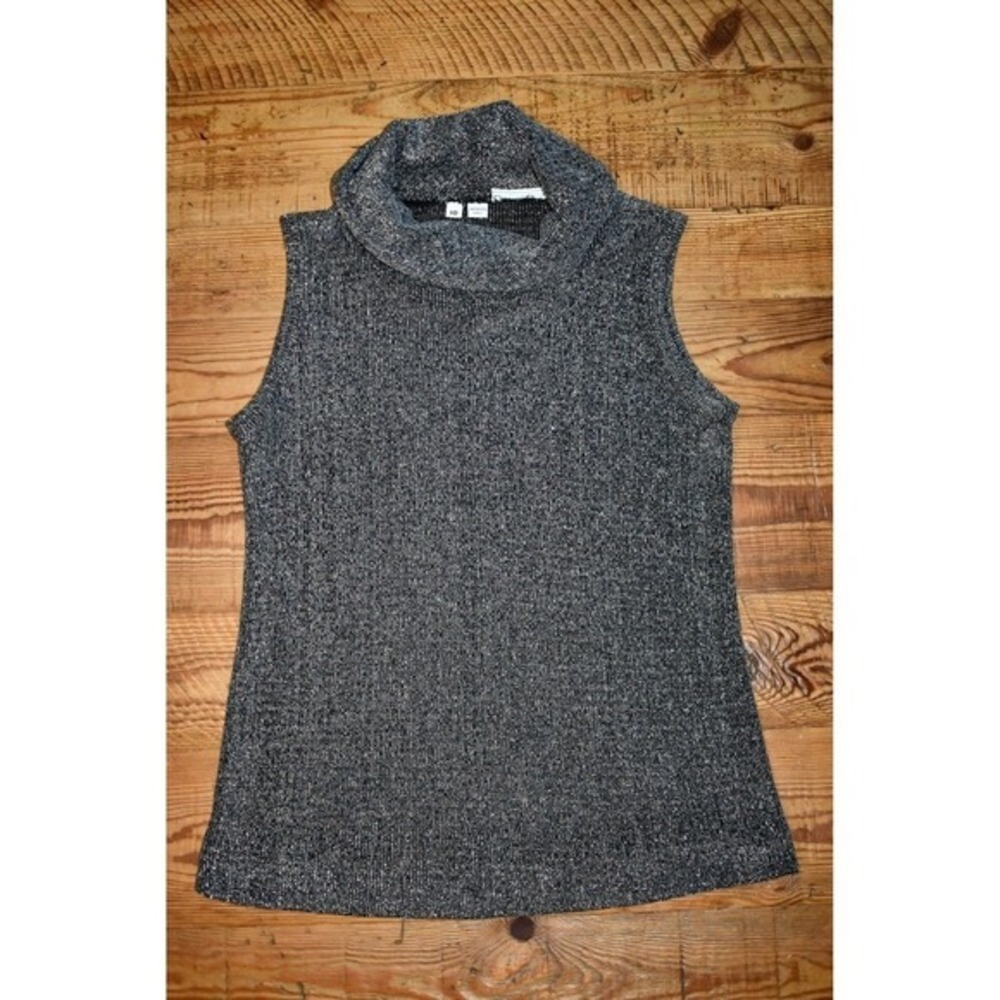 Sioni‎ Sleeveless Cowl Neck Metallic Knit Top Women's Size 10 Gray Silver